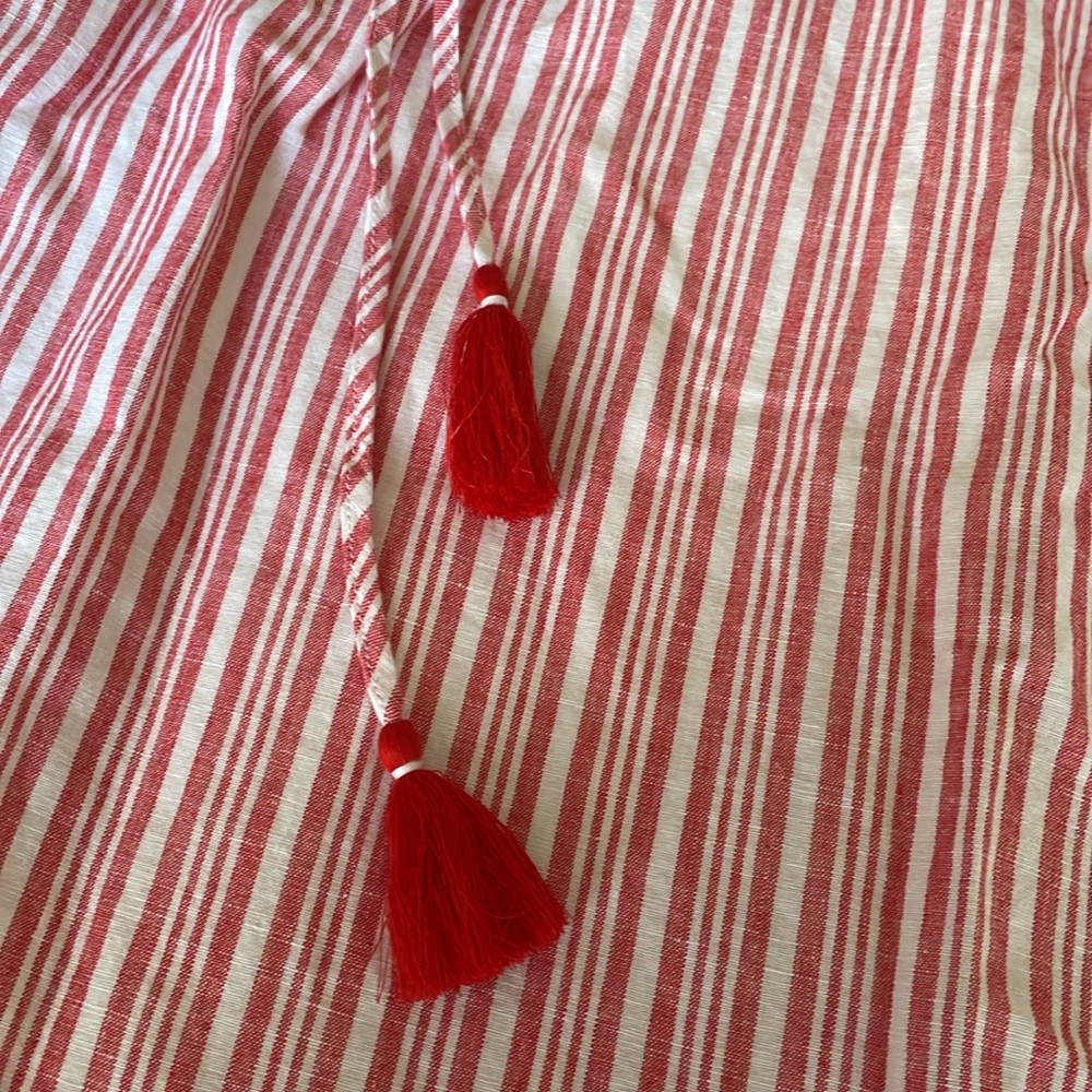 New Talbots Red & White Striped Linen Blend Maxi Skirt Size XL Petite - Picture 9 of 9